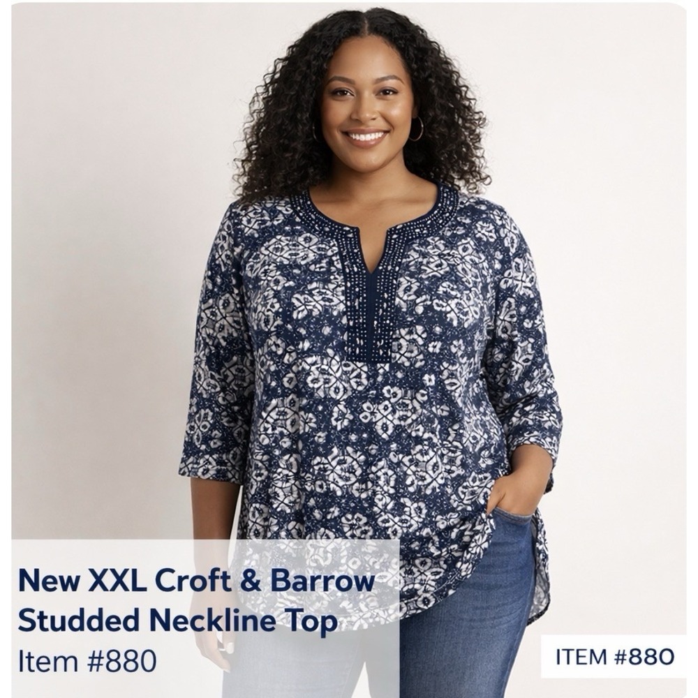 New XXL Bedazzled Croft And Barrow Top #880*8 (JFT)*